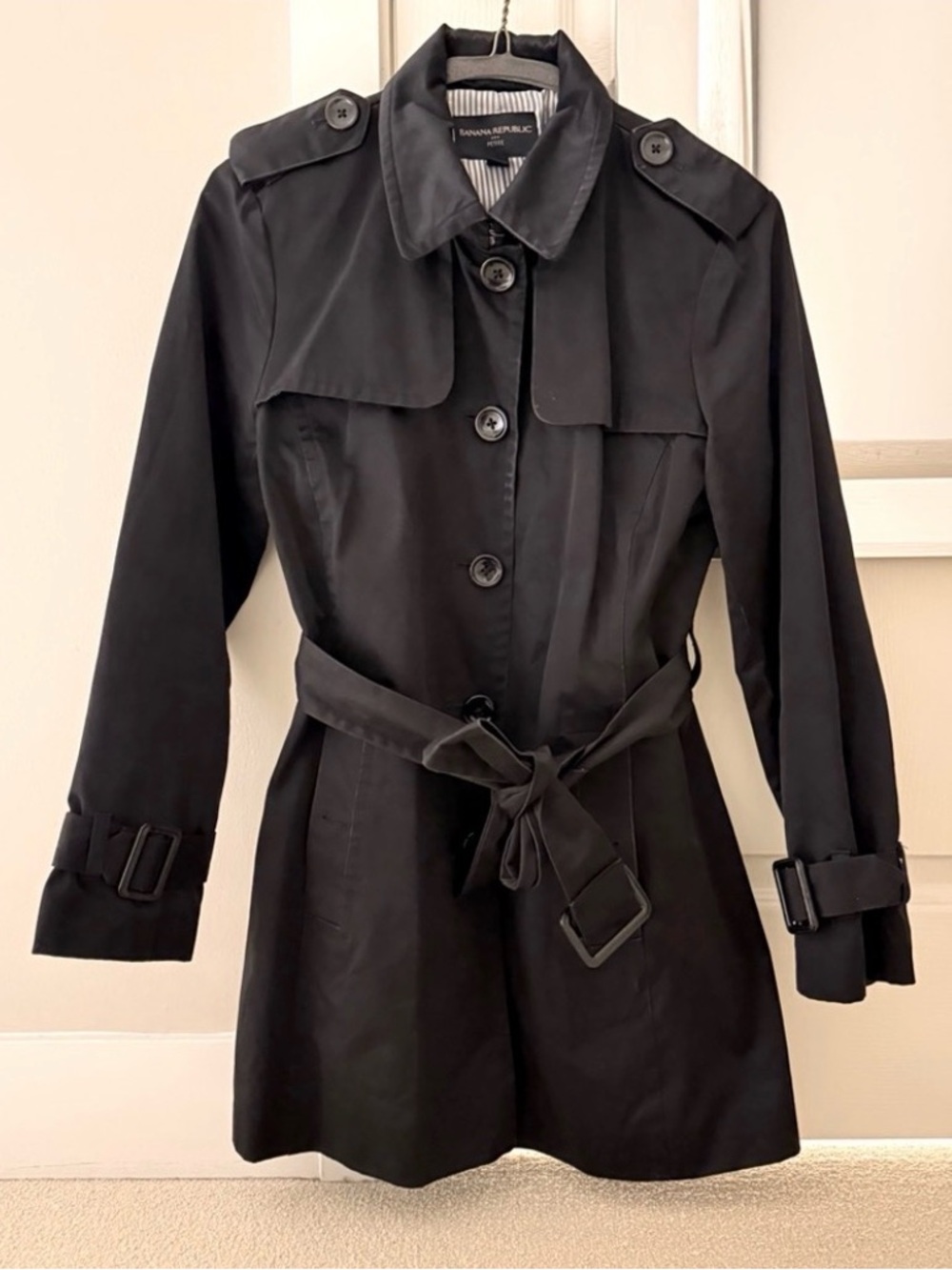 Black Trench Coat (Size S, Petite)